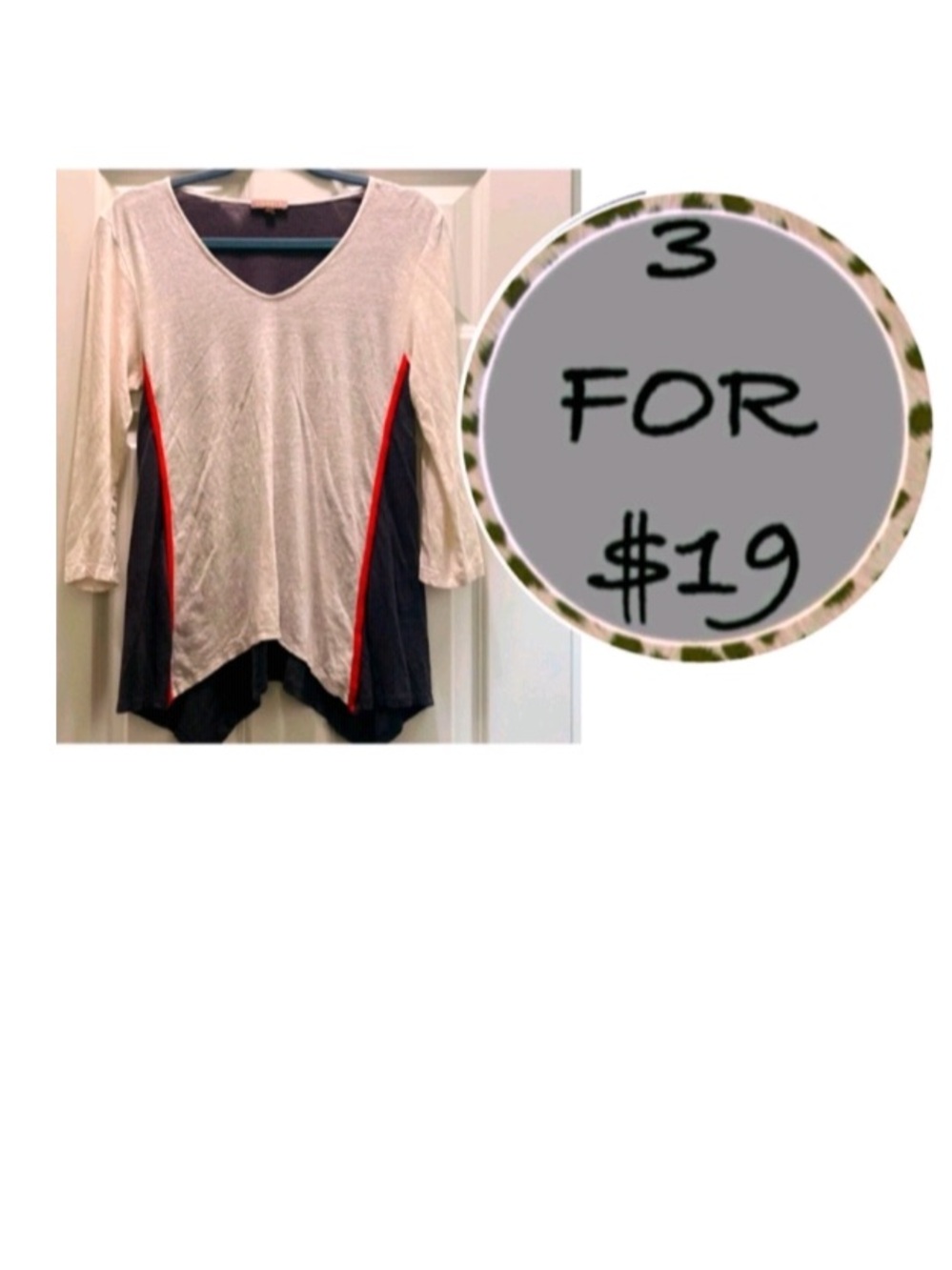3/$19 Lilla P Colorblock V-Neck Top